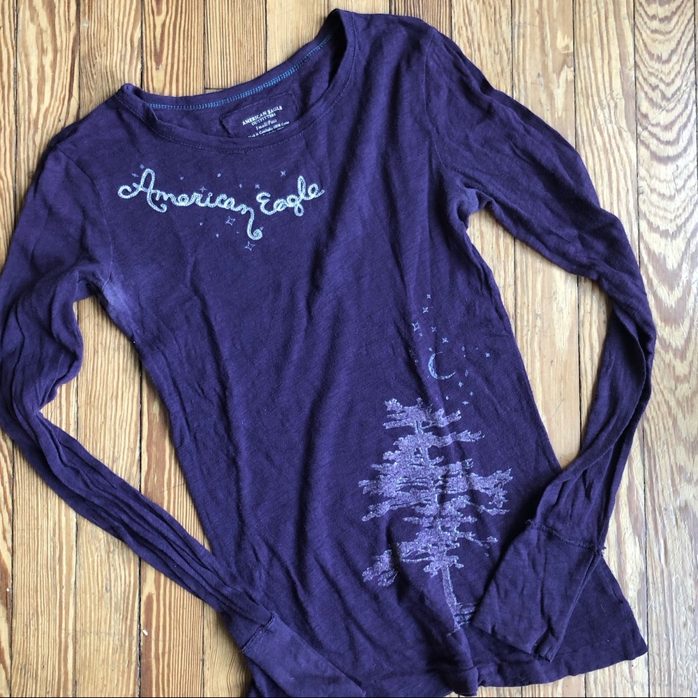 AE purple long sleeve graphic tee